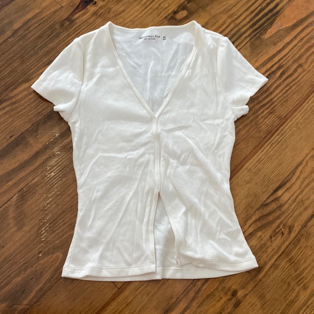 White Ribbed A&F Top